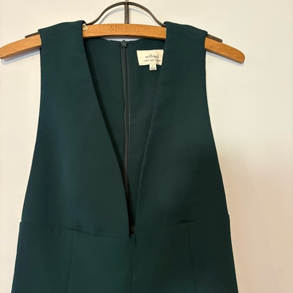 Wilfred Deep V-Neck Sleeveless A-Line Dress – Size 2, Forest Green - Picture 3 of 8